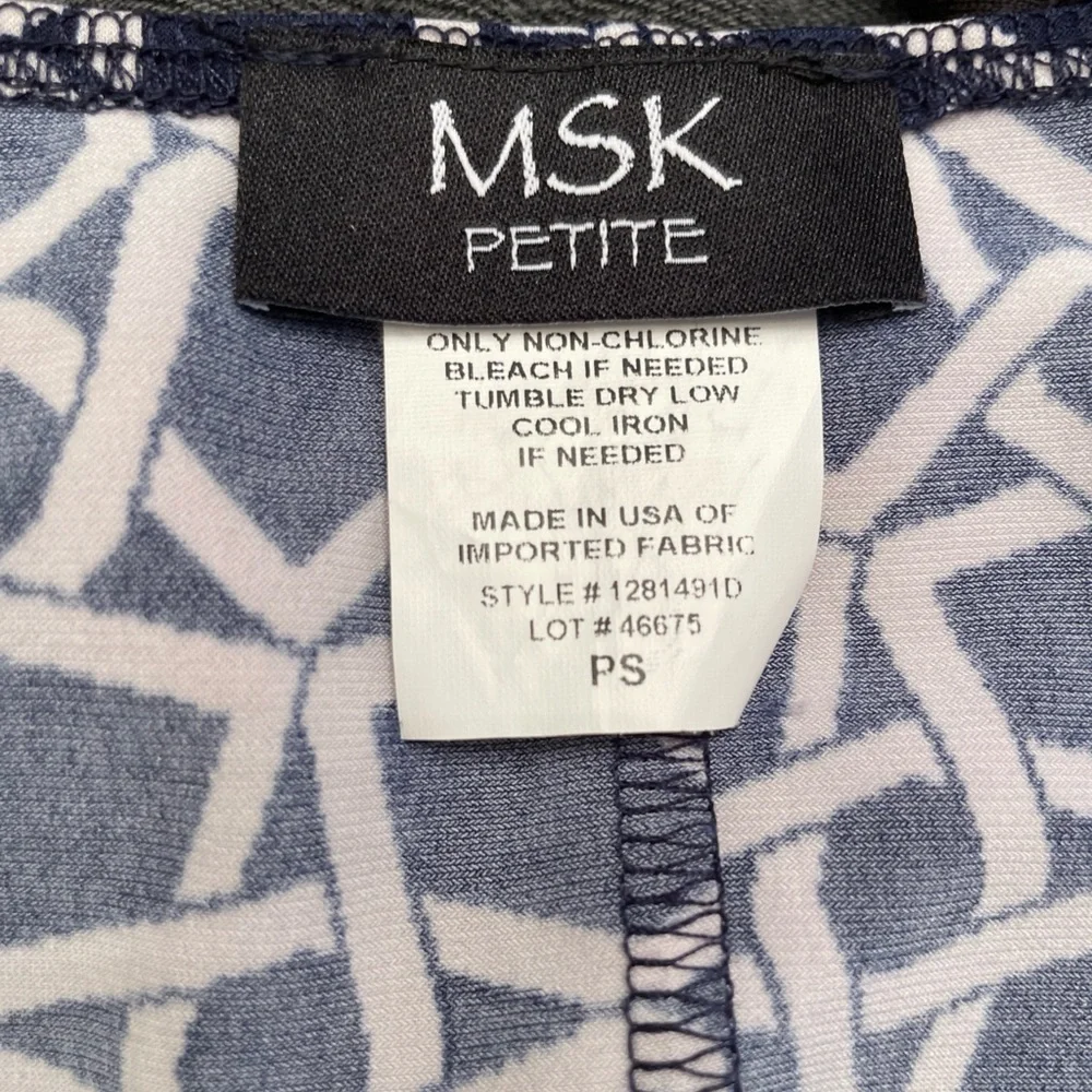 MSK Short Sleeve Stretch Black/White Geometric Print Dress - Picture 7 of 8